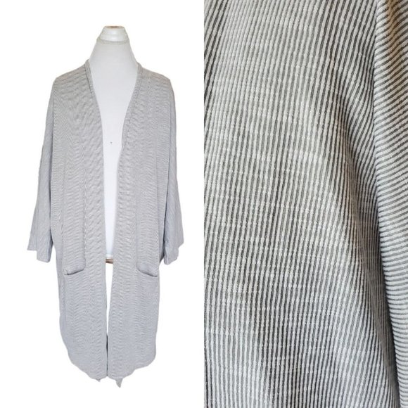 Anthropologie DONNI Ribbed Open Front Cardigan Jacket Duster‎ One Size Lagenlook - Picture 1 of 11